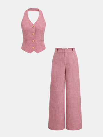 Halter Vest & Wide Leg Pants Set Trousers for Women - gallery