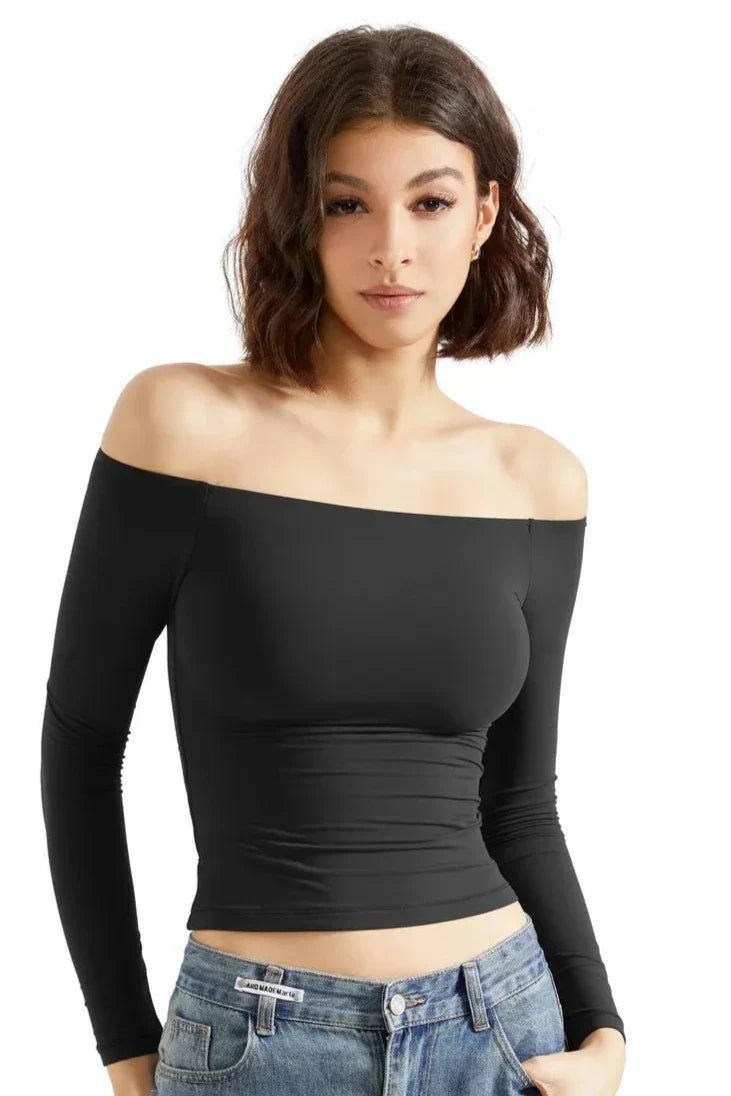 Buttery Soft Off-Shoulder Long-Sleeve Shirt for Women