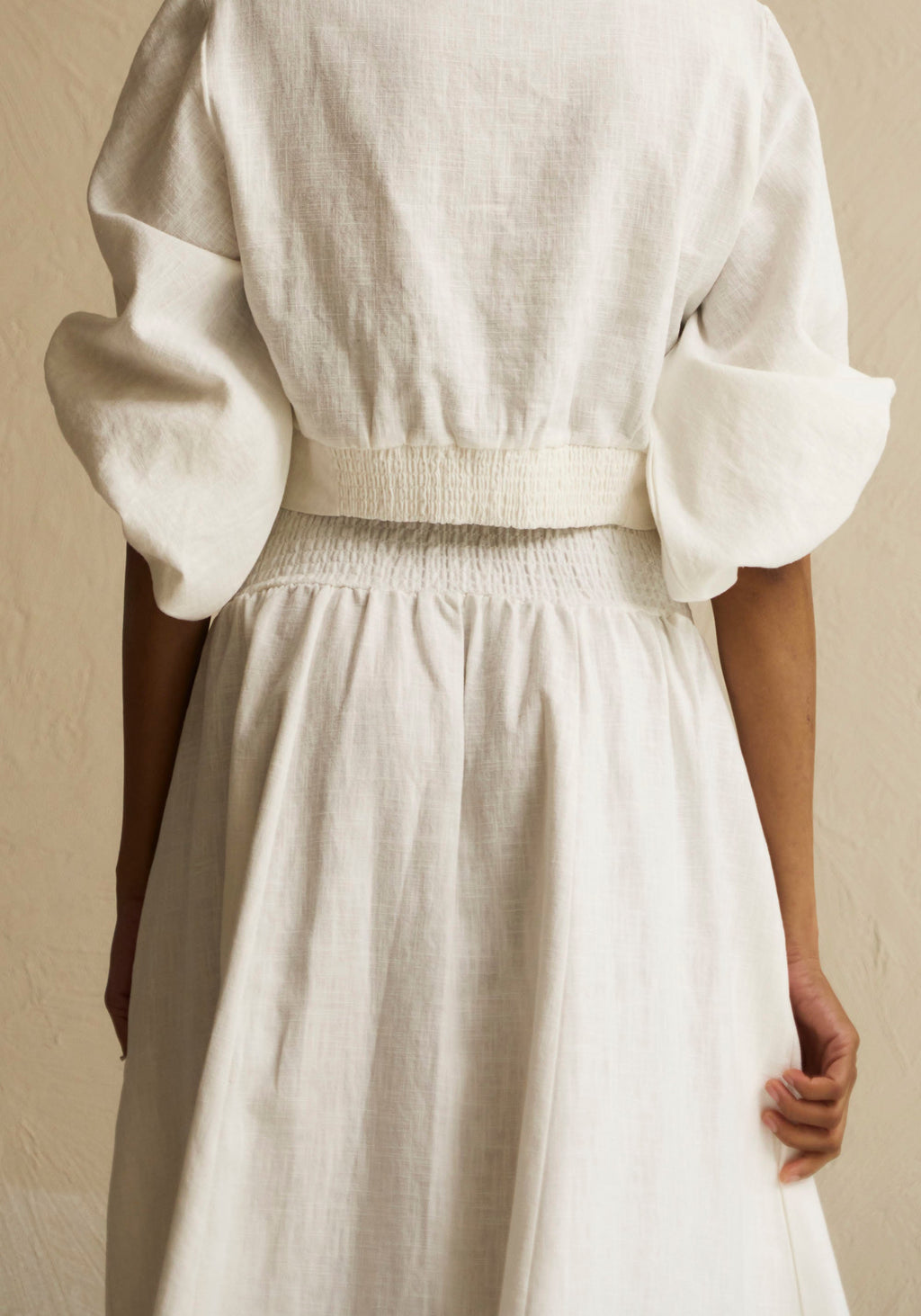 Linen Tish Top & Skirt Set in Cream - gallery