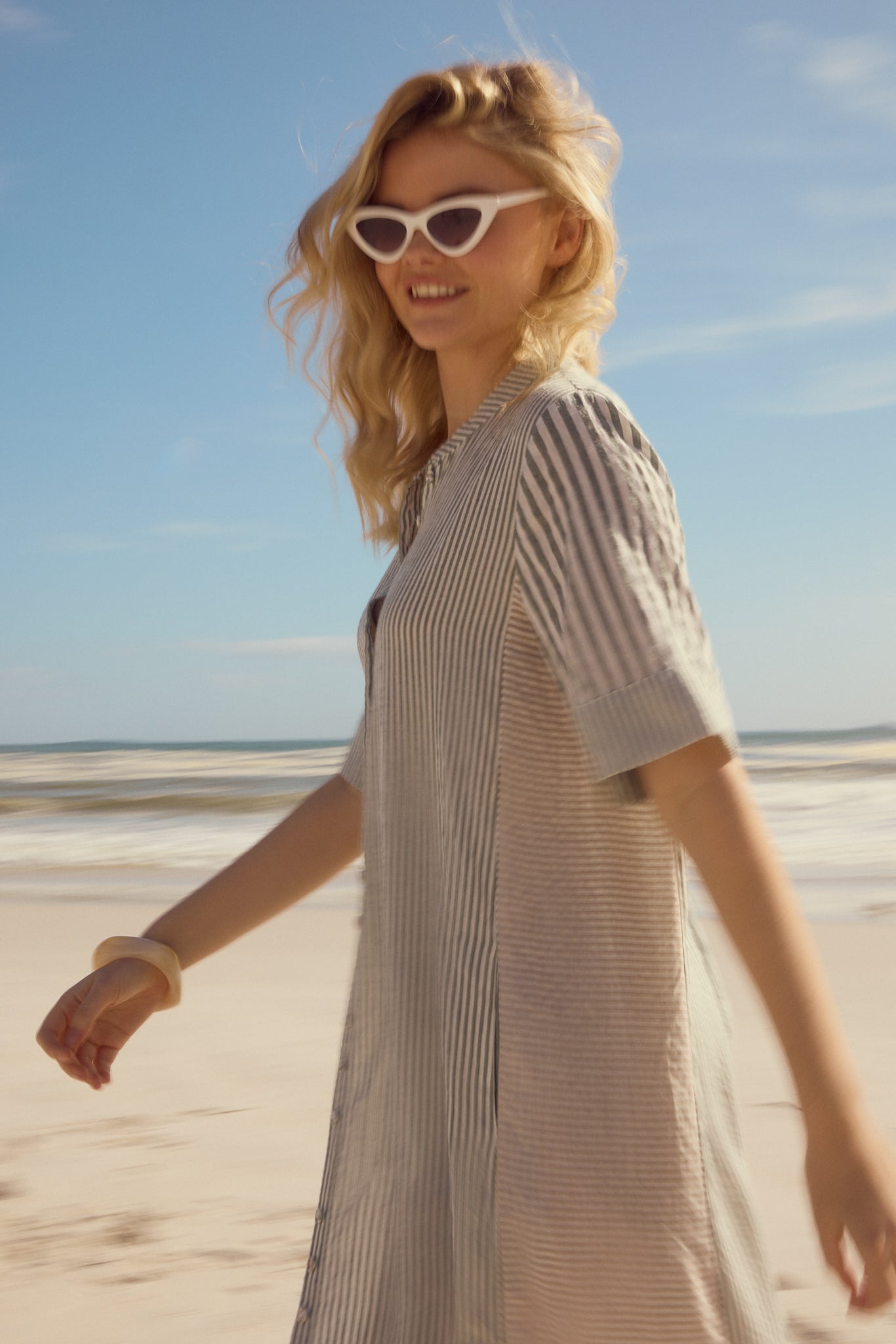 Mido Contrast Stripe Shirt Dress for Women - gallery