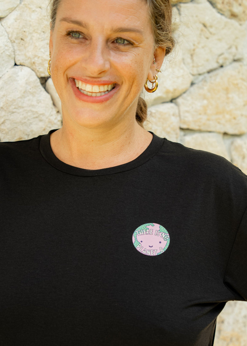 Bamboo Slogan T-Shirt in Black — Sustainable Statement - gallery