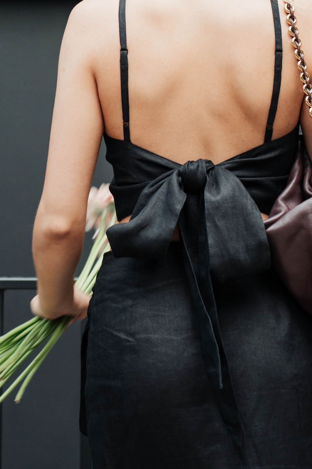 Black Linen Crop Top for Women — Adjustable Sustainable Style - gallery