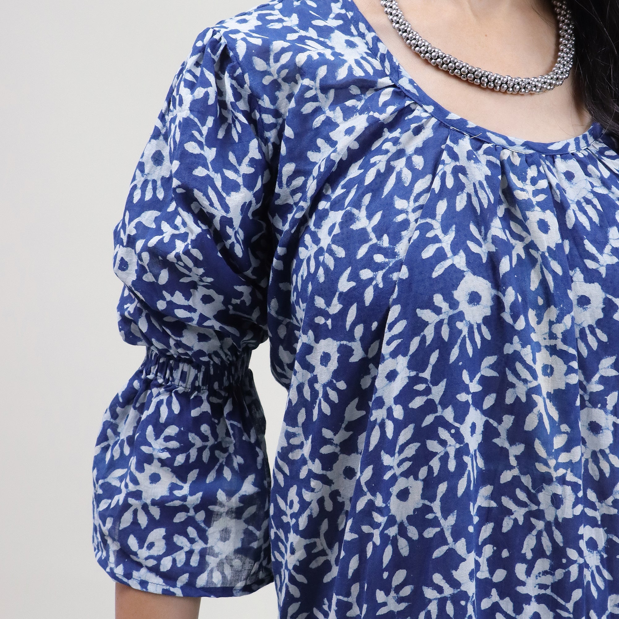Indian Block Print Floral Casual Midi Dress for Women - gallery