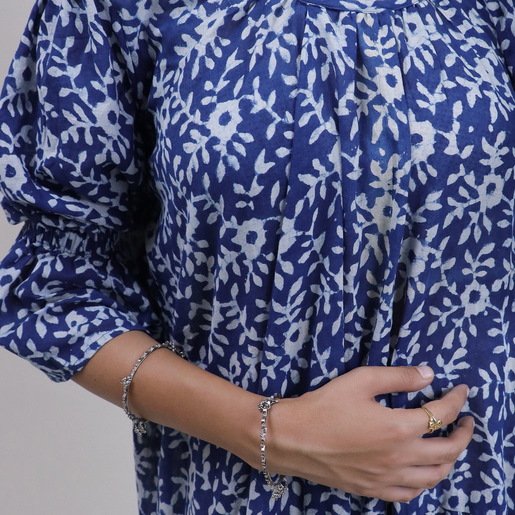Indian Block Print Floral Casual Midi Dress for Women - gallery