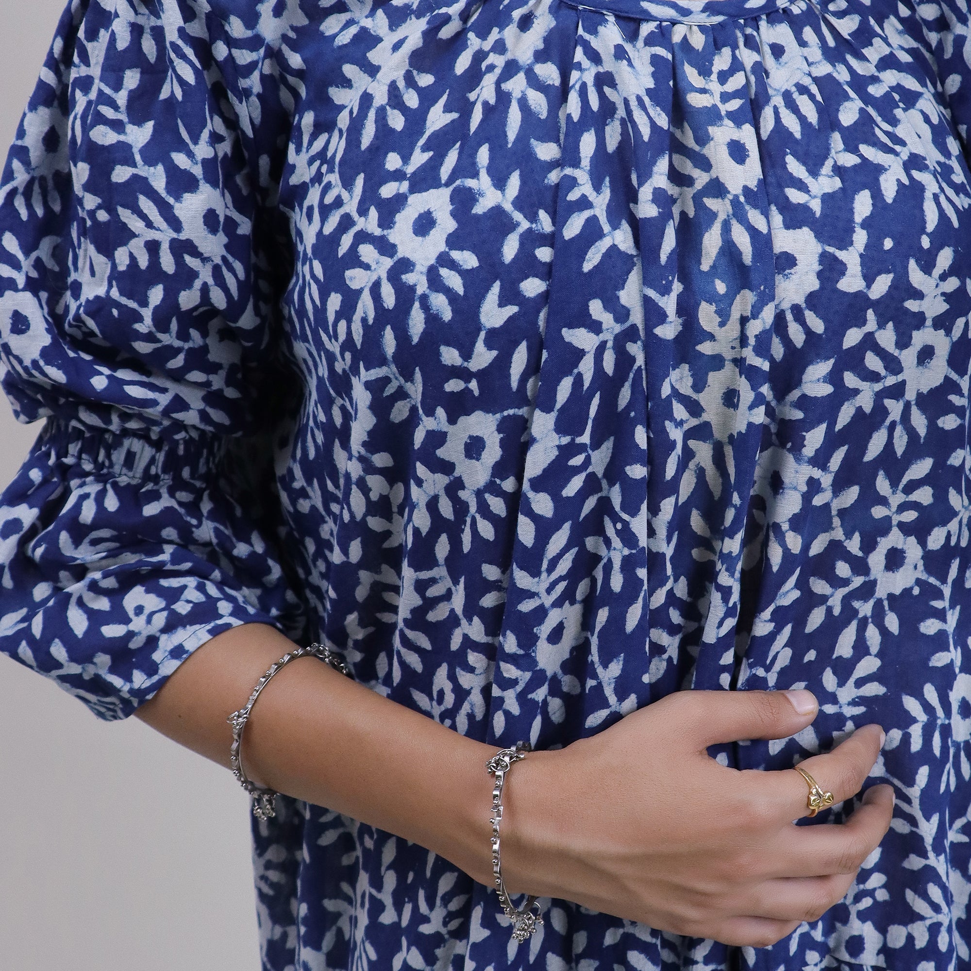 Indian Block Print Floral Casual Midi Dress for Women - gallery