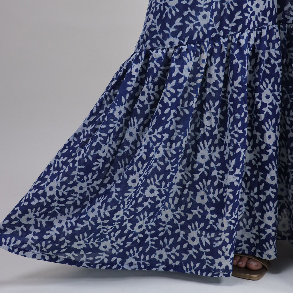 Indian Block Print Floral Casual Midi Dress for Women - gallery