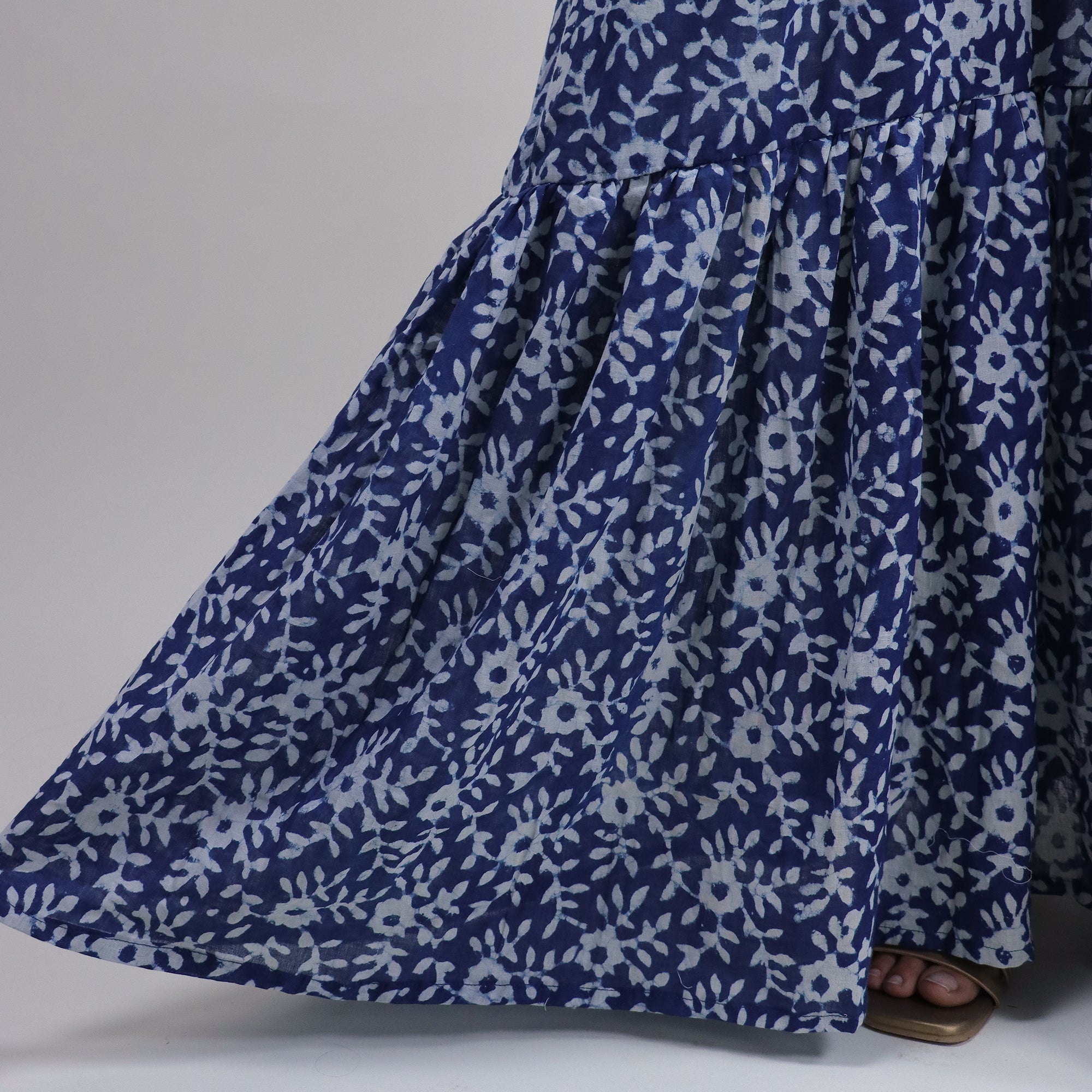 Indian Block Print Floral Casual Midi Dress for Women - gallery