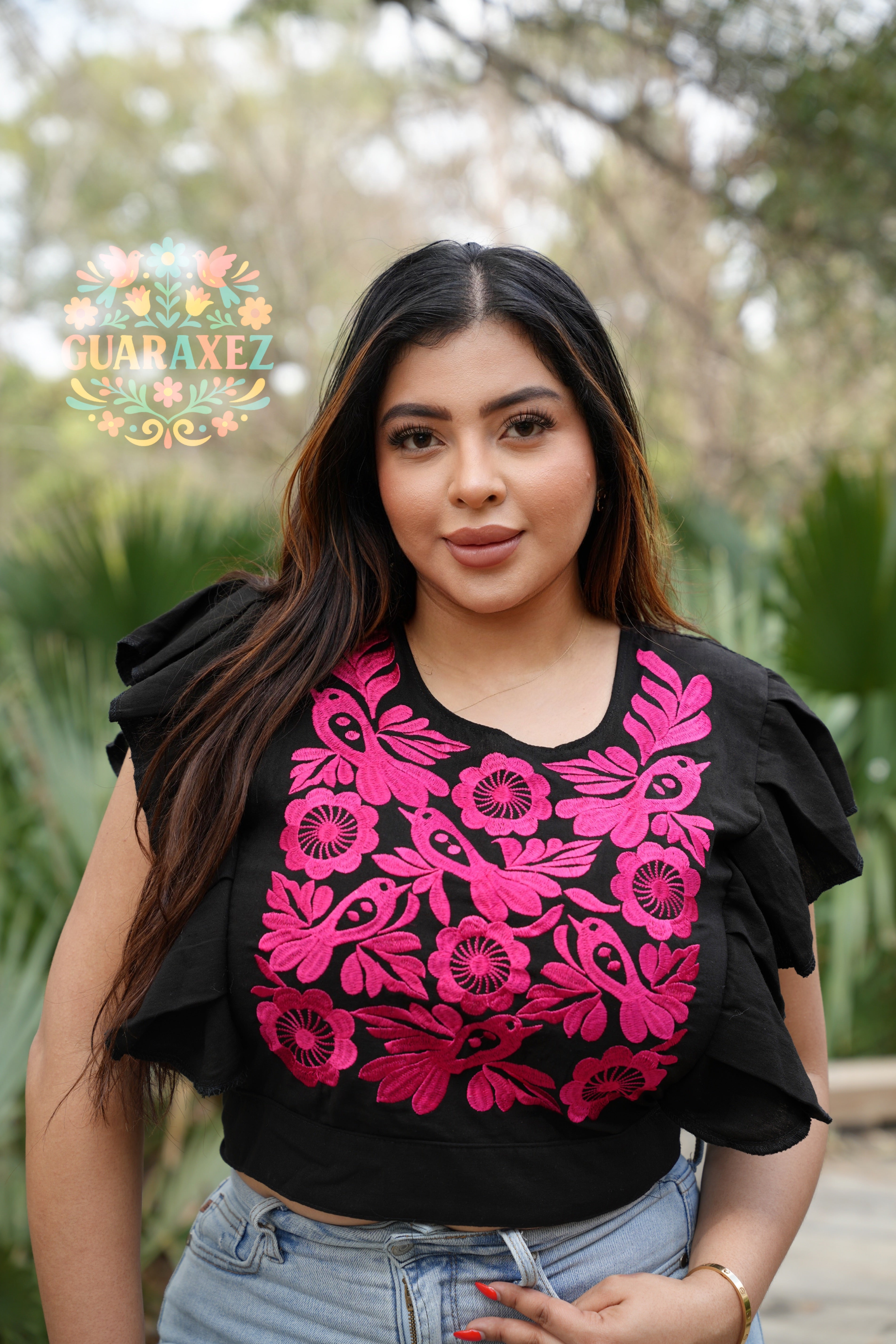 Artisan Embroidered Floral Top for Women — One Size Adjustable - gallery