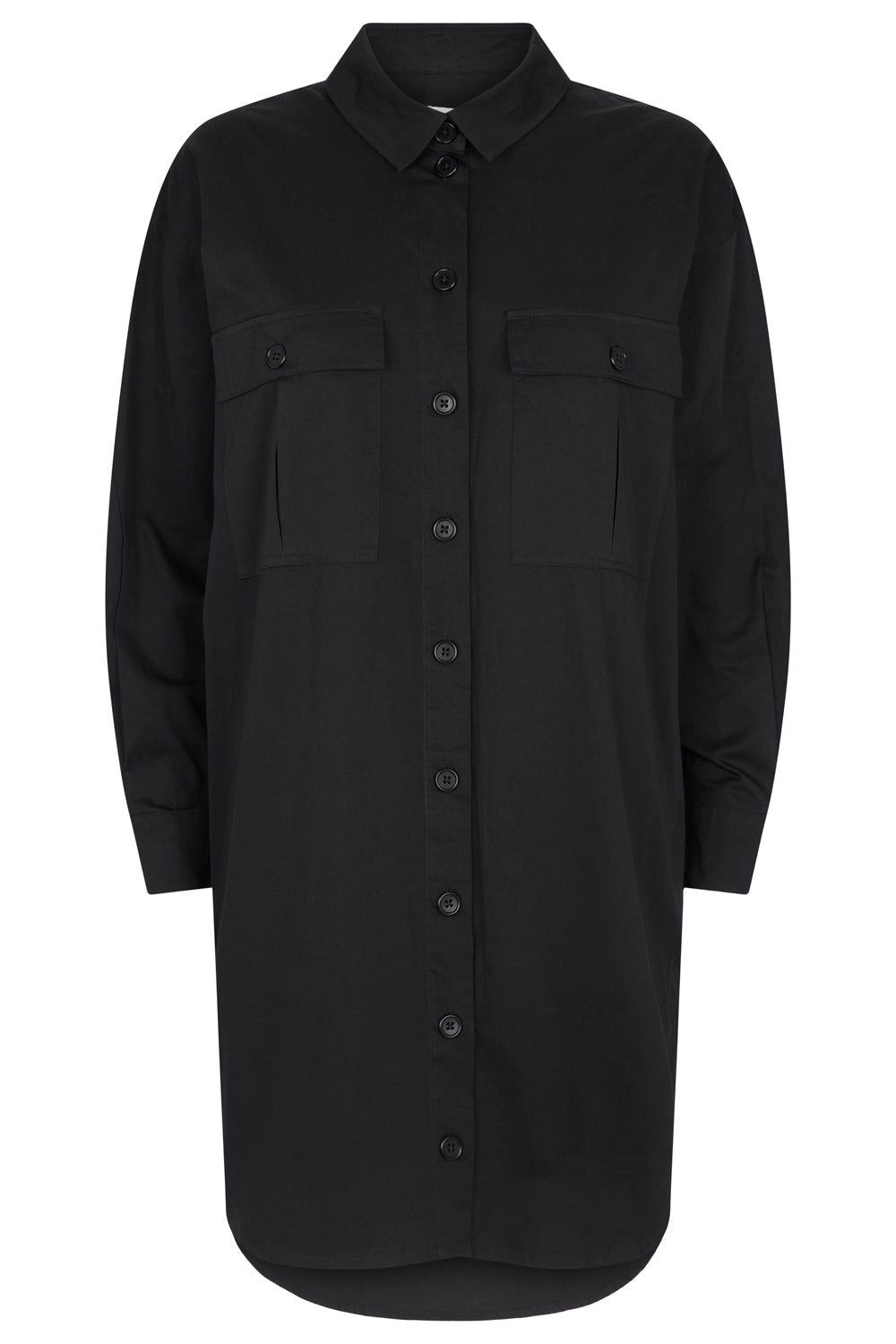 Organic Cotton Shirt Dress for Women — Drop Hem Versatile Layer - gallery