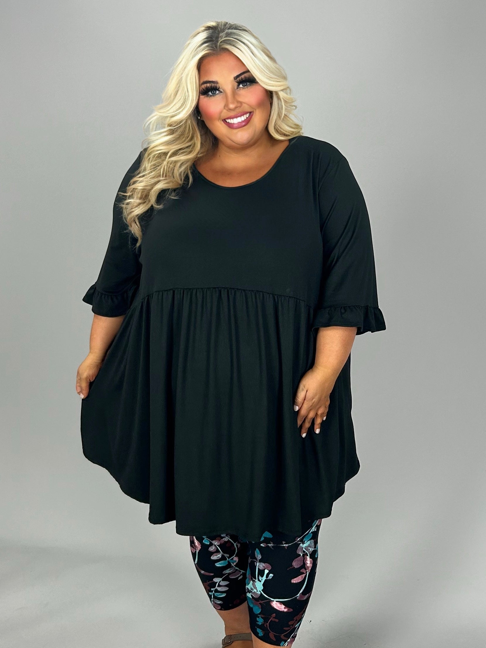 Curvy Is My Fav Babydoll Ruffle Sleeve Tunic for Women - gallery