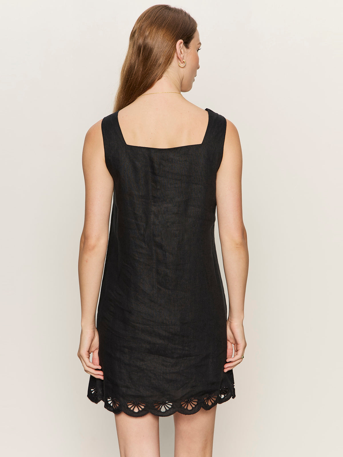 Linen Cutout Shift Dress for Women — Square Neckline Breezy - gallery