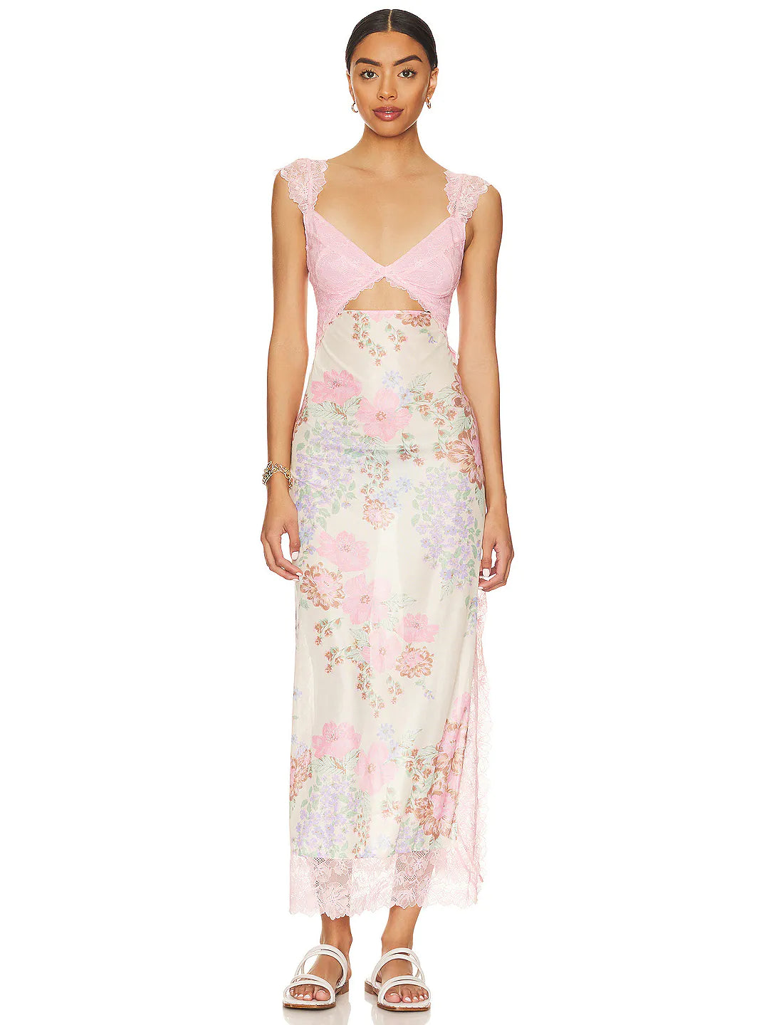 Lace Backless Floral Long Dress for Women — Strap Detail
