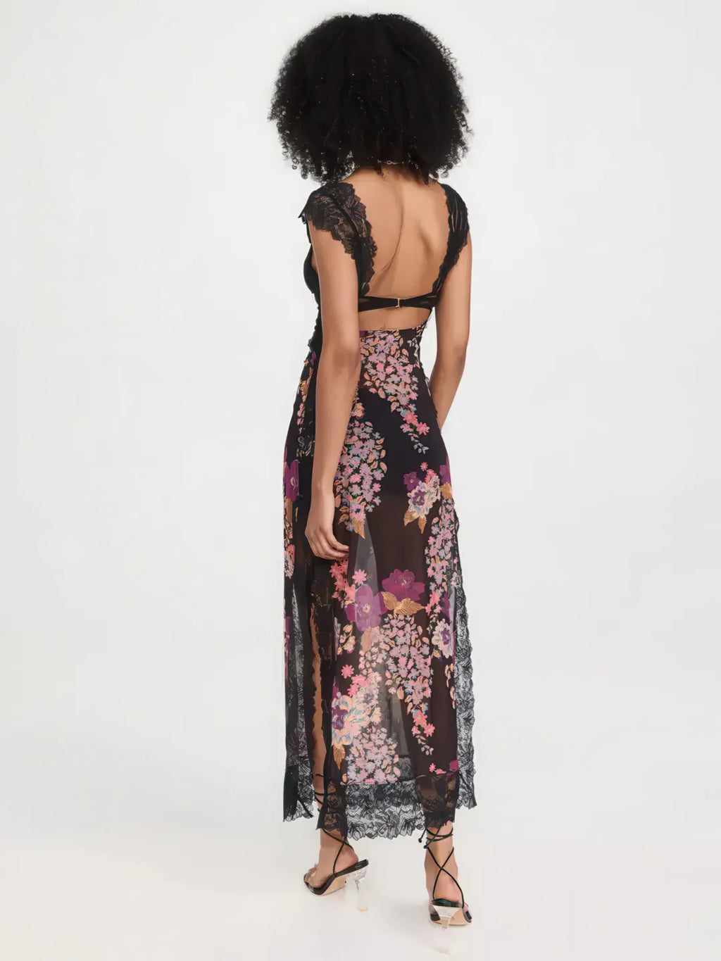 Lace Backless Floral Long Dress for Women — Strap Detail - color_variant