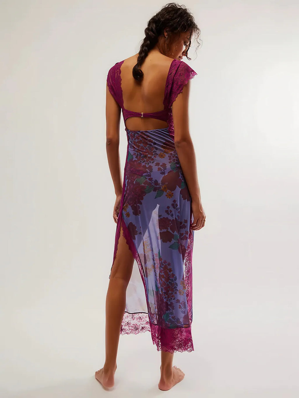 Lace Backless Floral Long Dress for Women — Strap Detail - color_variant
