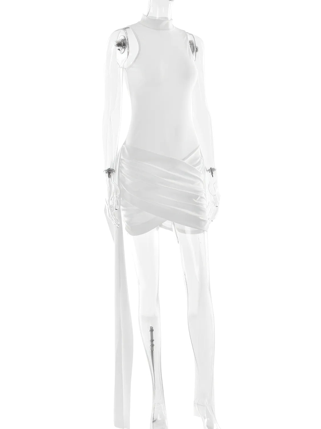 Solid Colour Hip Wrap Short Dress for Women — Sleeveless - color_variant