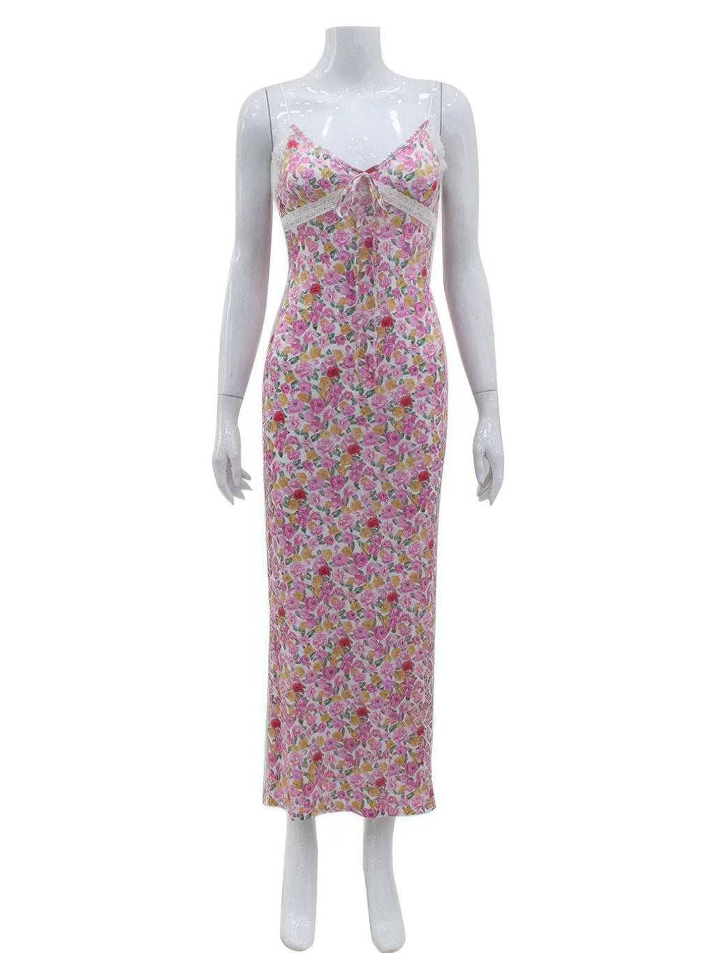 Floral Lace Trim Slip Dress for Women — Pink Feminine - gallery