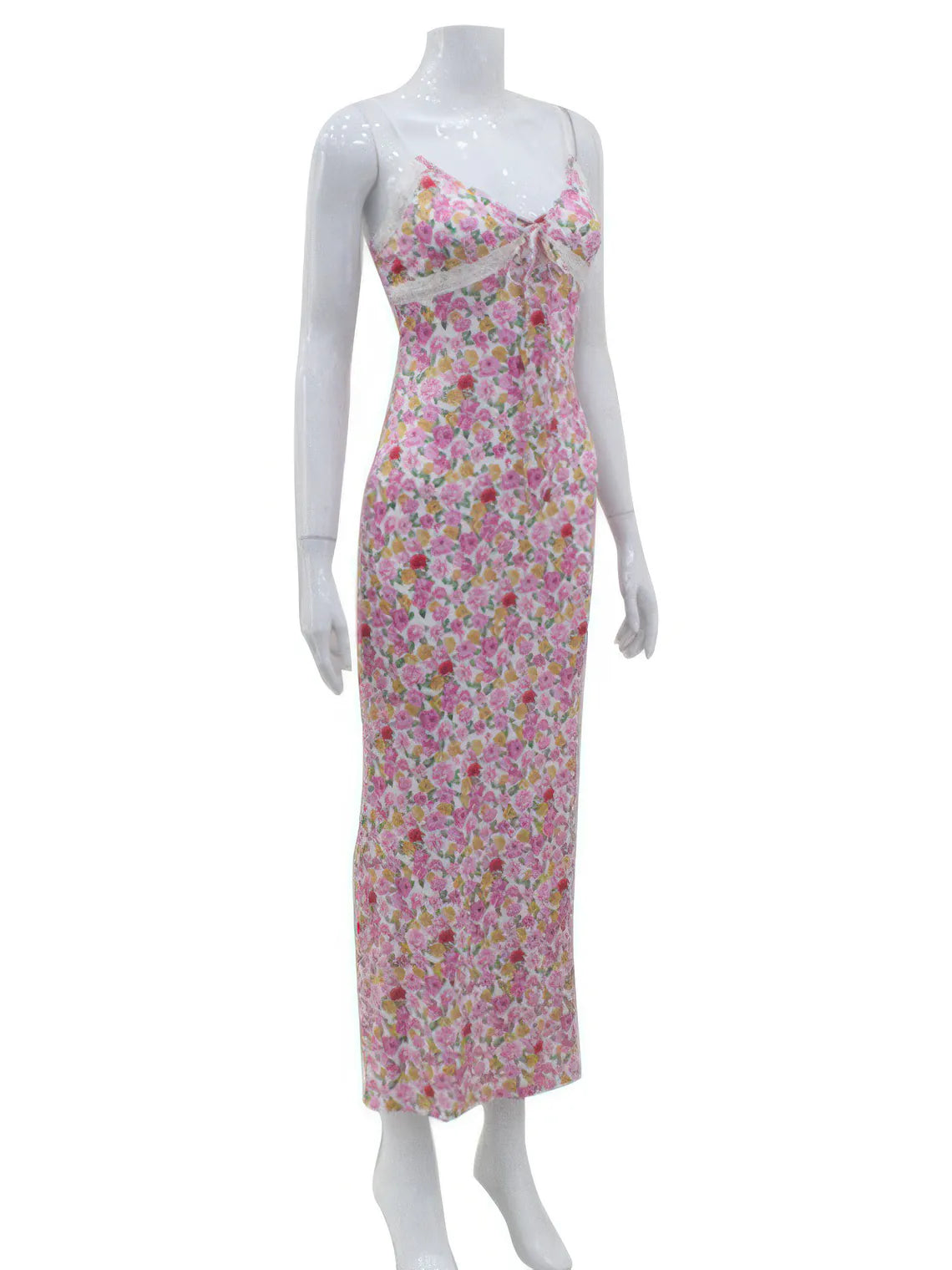 Floral Lace Trim Slip Dress for Women — Pink Feminine - gallery