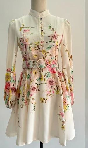 Printed Mini Dress with Button-Down Detail