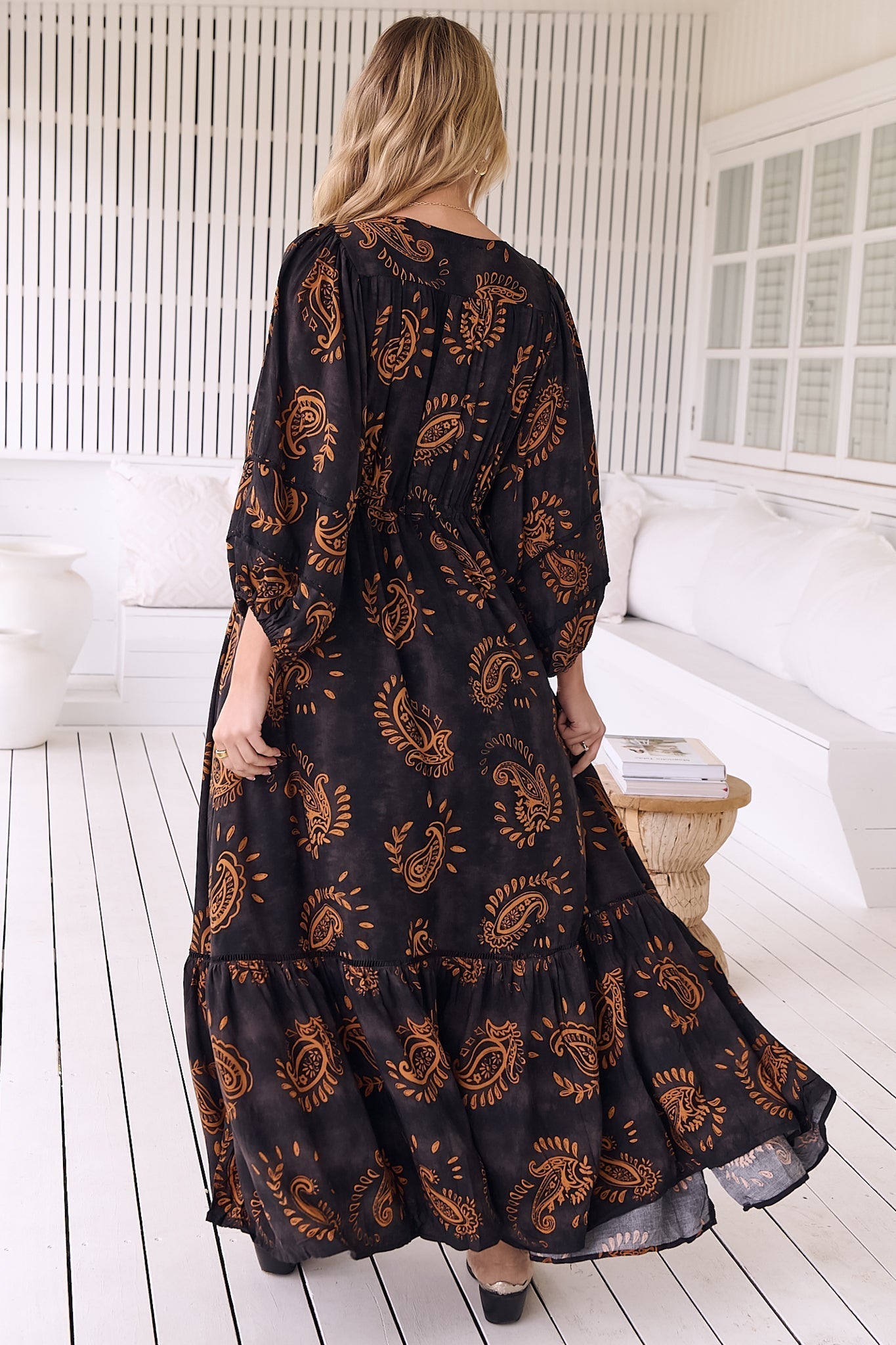 JAASE - Catalonia Maxi Dress: Batwing Sleeve Button Down Smock Dress in... — gallery