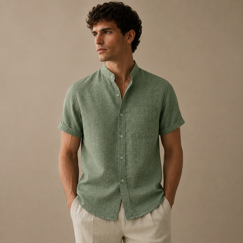 Leandro Natural Linen Short Sleeve Shirt for Men - gallery