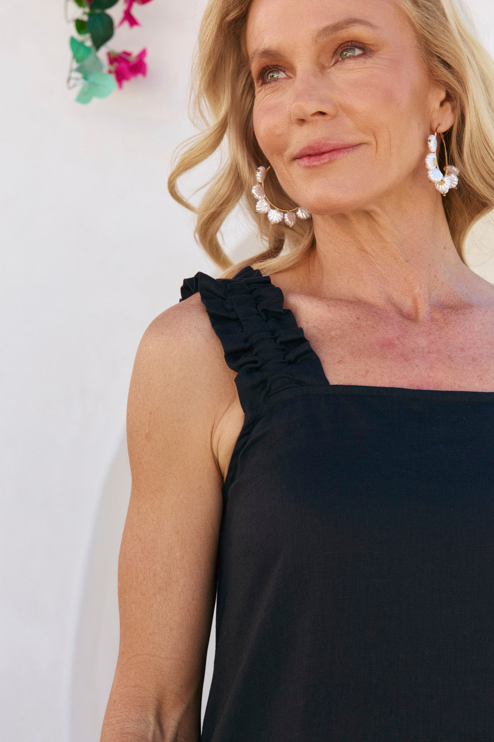 Claire Maxi Linen Dress in Black — gallery