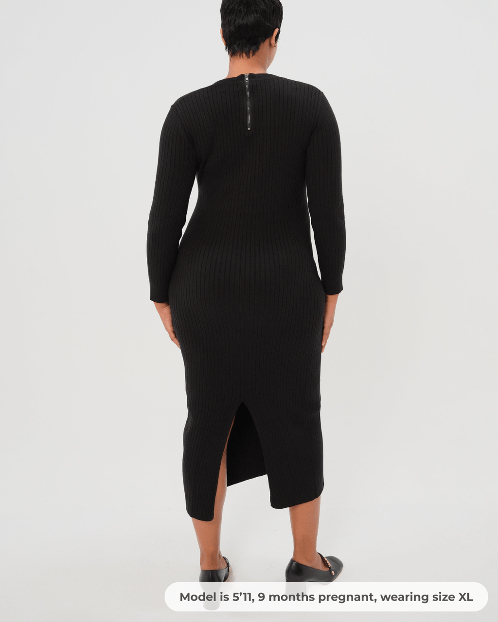MARION ReNew - Black Full Body Ribbed Maternity & Nursing Maxi Sweater D... — gallery