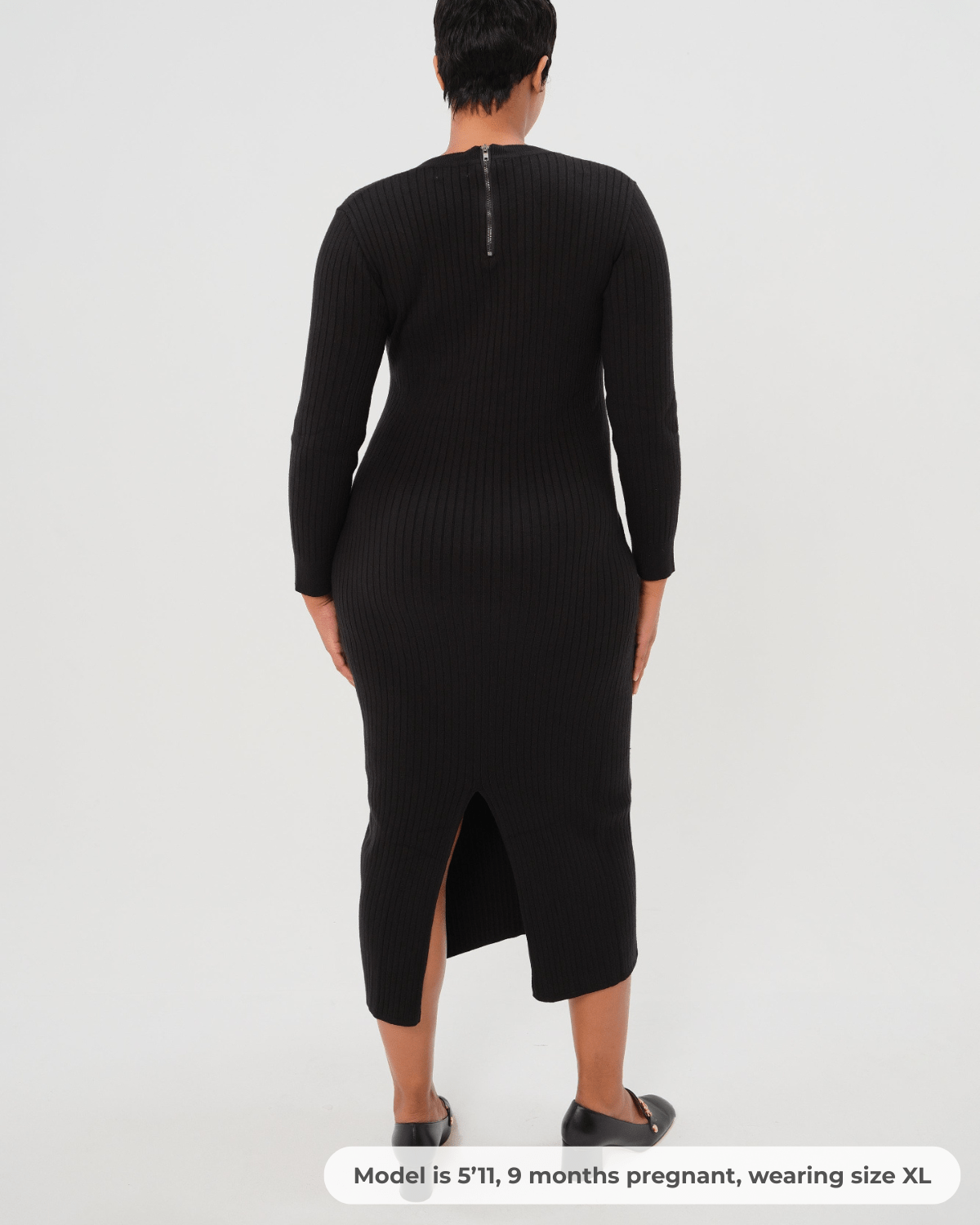 MARION ReNew - Black Full Body Ribbed Maternity & Nursing Maxi Sweater D... — gallery