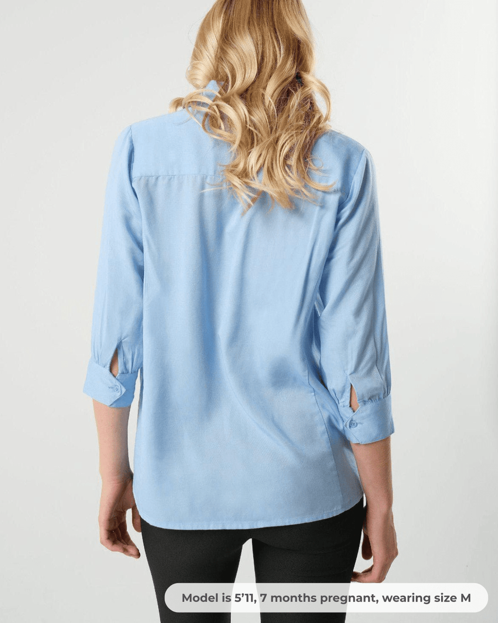 MARION ReNew - Pale Blue Twill No-Gap Maternity Nursing Button Down Shir... — gallery