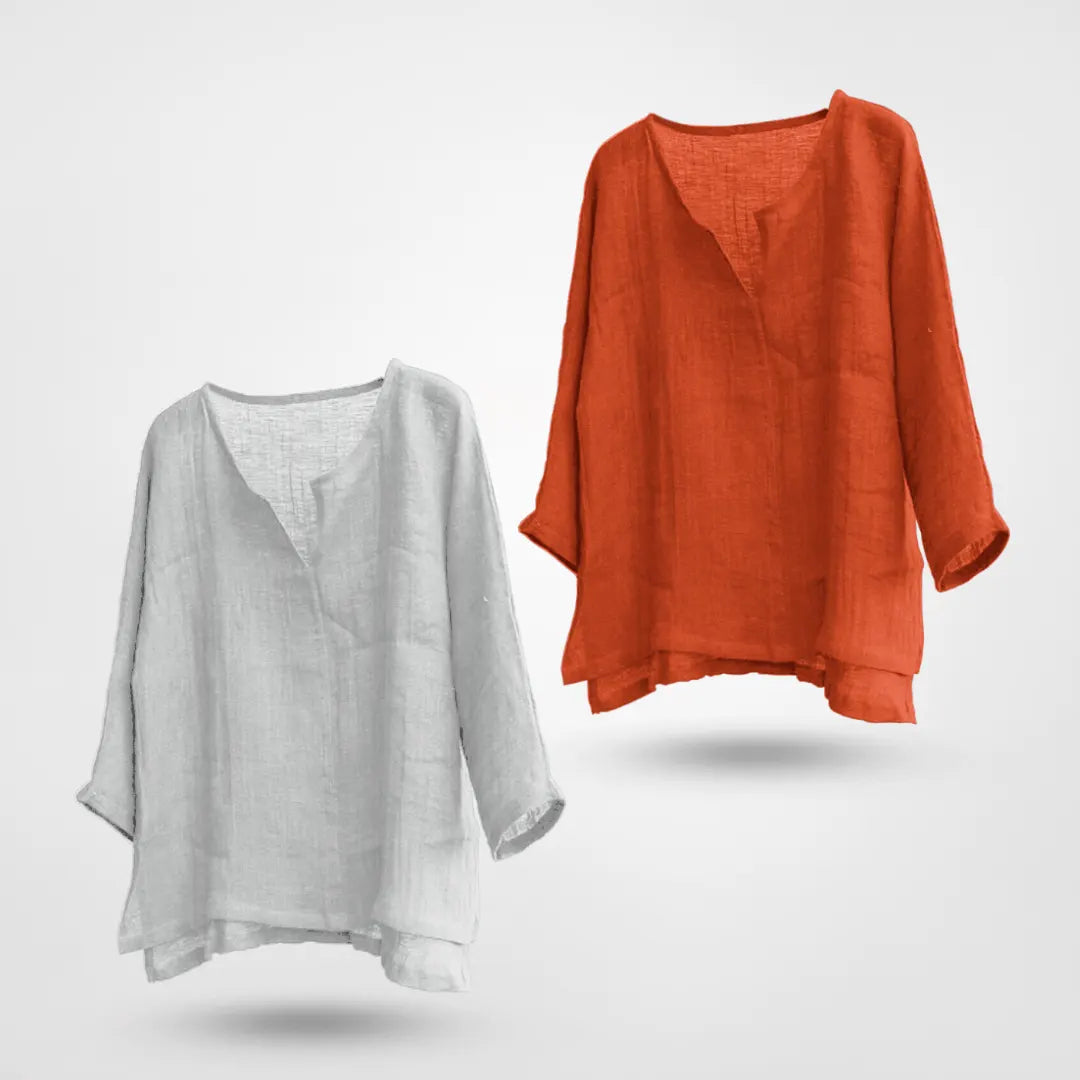 Two-Tone Cotton Linen Casual Shirt for Men
