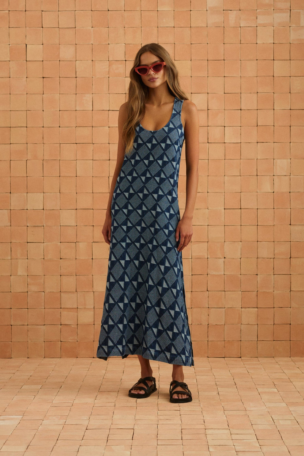 Courtney Dress In Abstract Denim — gallery