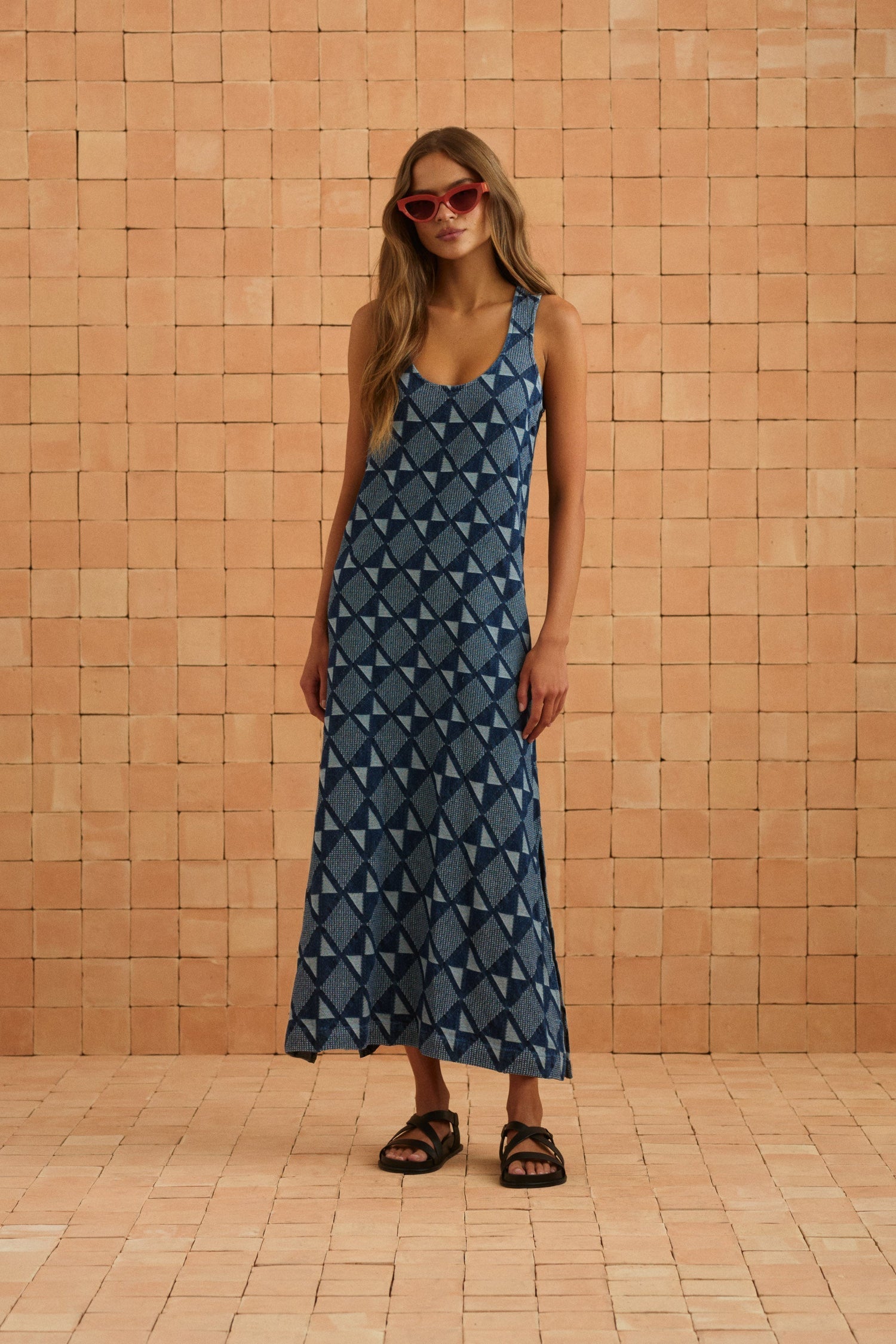 Courtney Dress In Abstract Denim — gallery