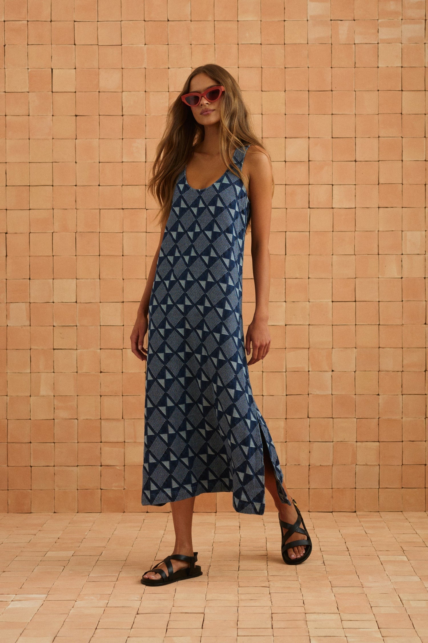 Courtney Dress In Abstract Denim
