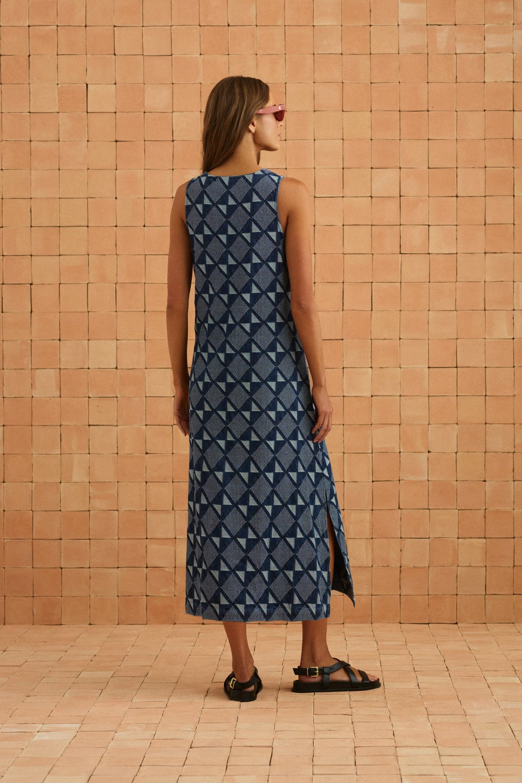 Courtney Dress In Abstract Denim — gallery