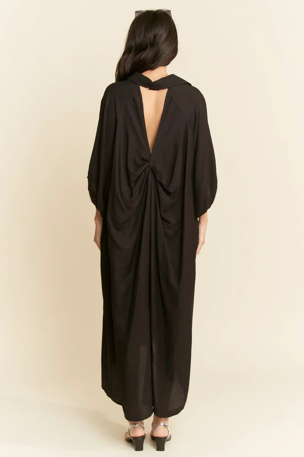 Oversized Shirt Midi Dress for Women — High-Low Hem and Pockets - gallery