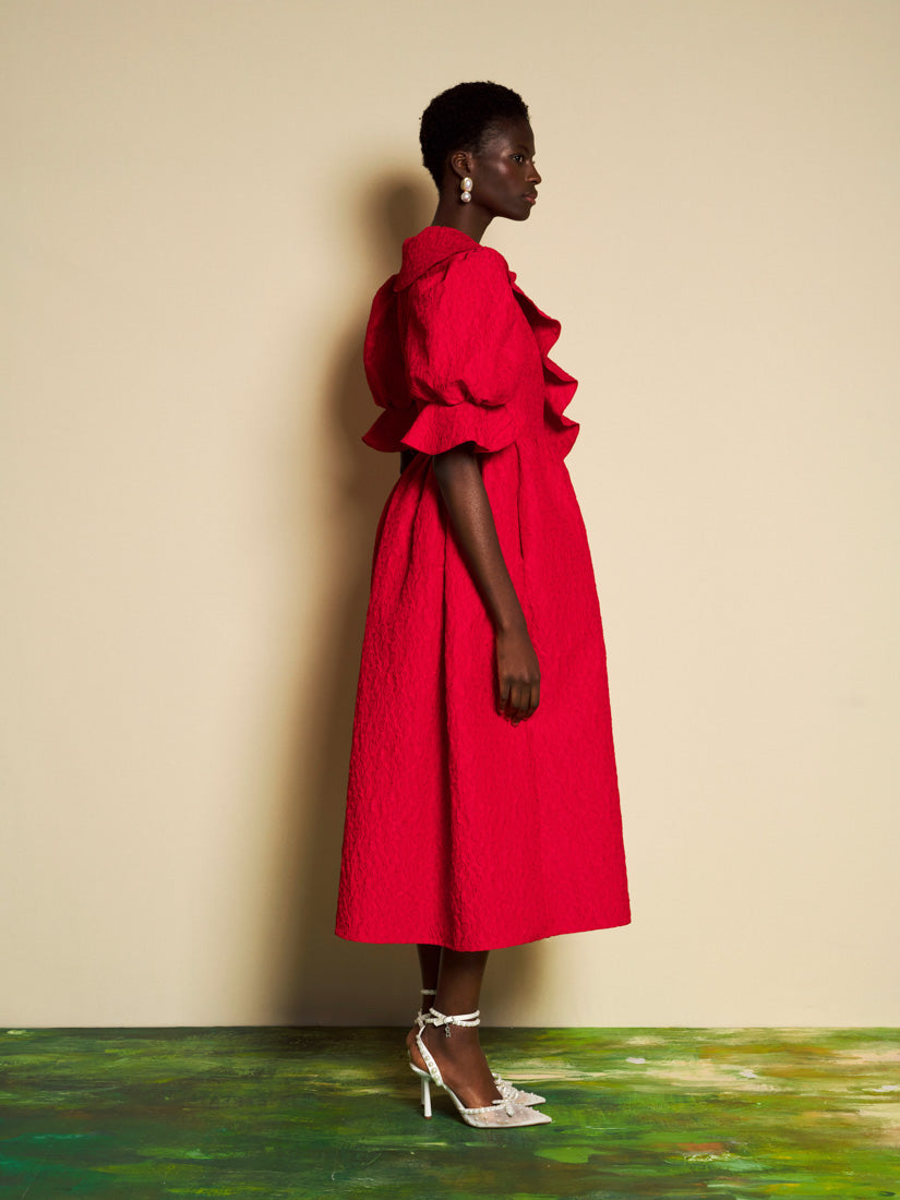 Cascading Ruffle Wrap Dress for Women — Richly Textured - gallery