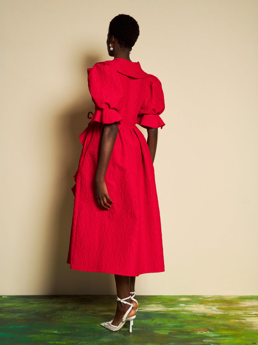 Cascading Ruffle Wrap Dress for Women — Richly Textured - gallery