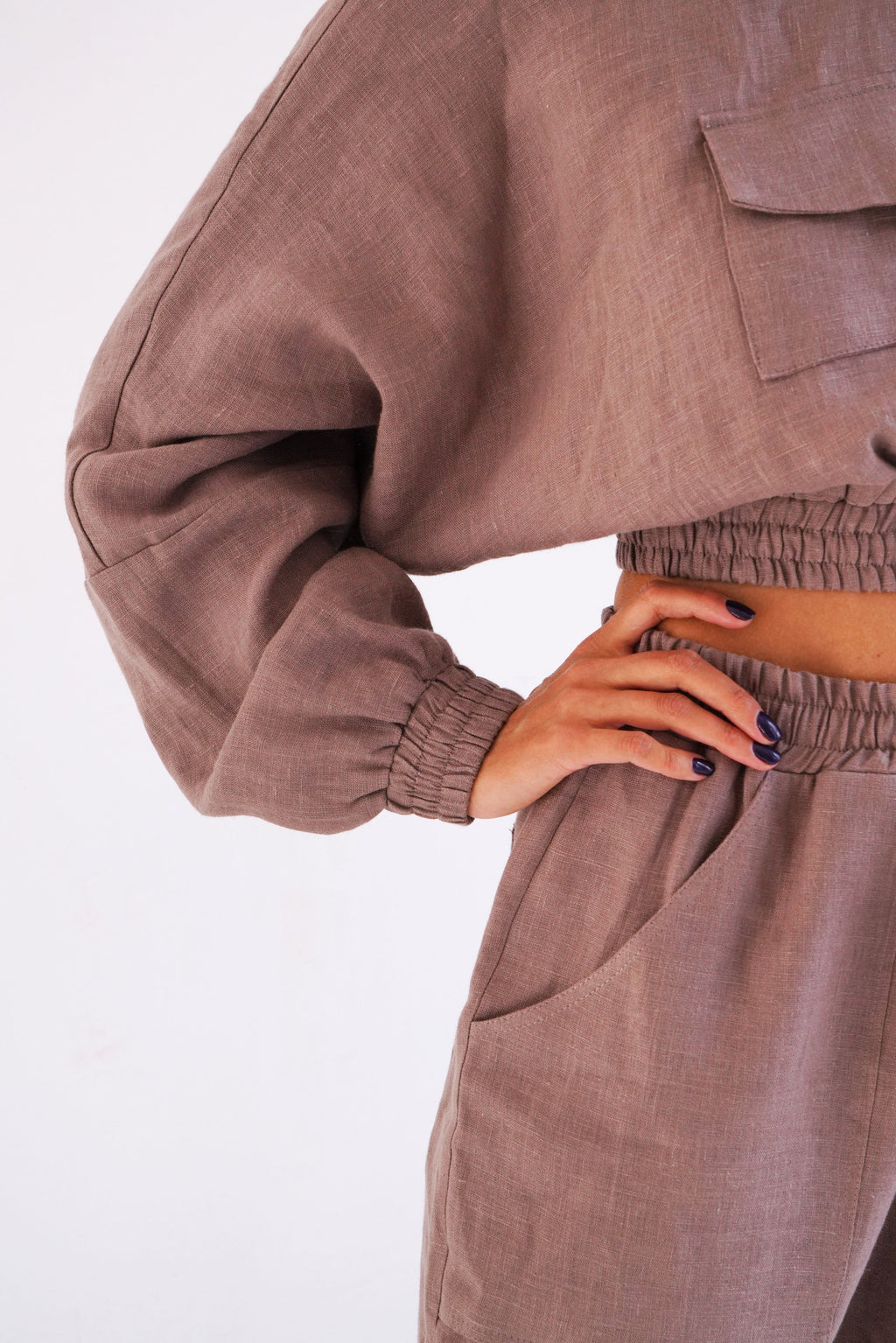 s Crop Hoodie Orchid in Latte for Women - gallery