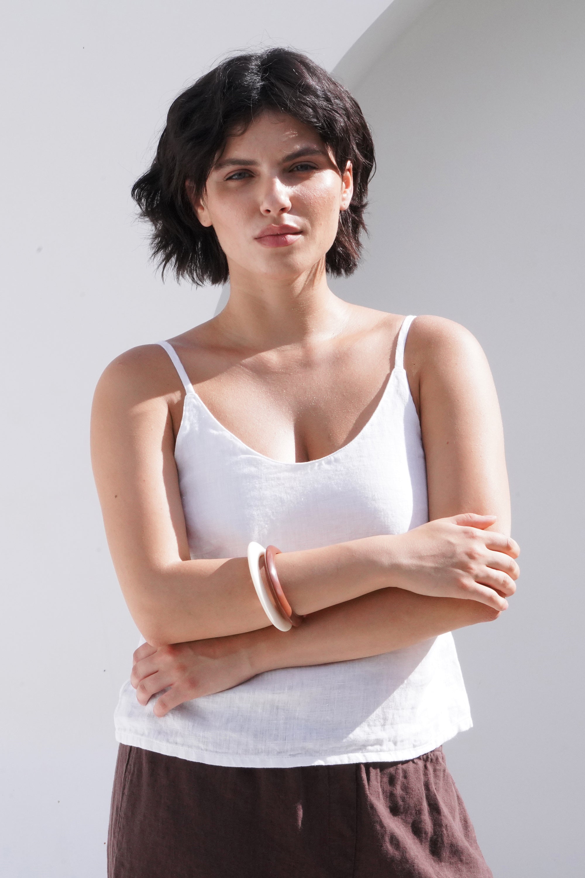 s Linen Camisole Top Camellia in White for Women - gallery