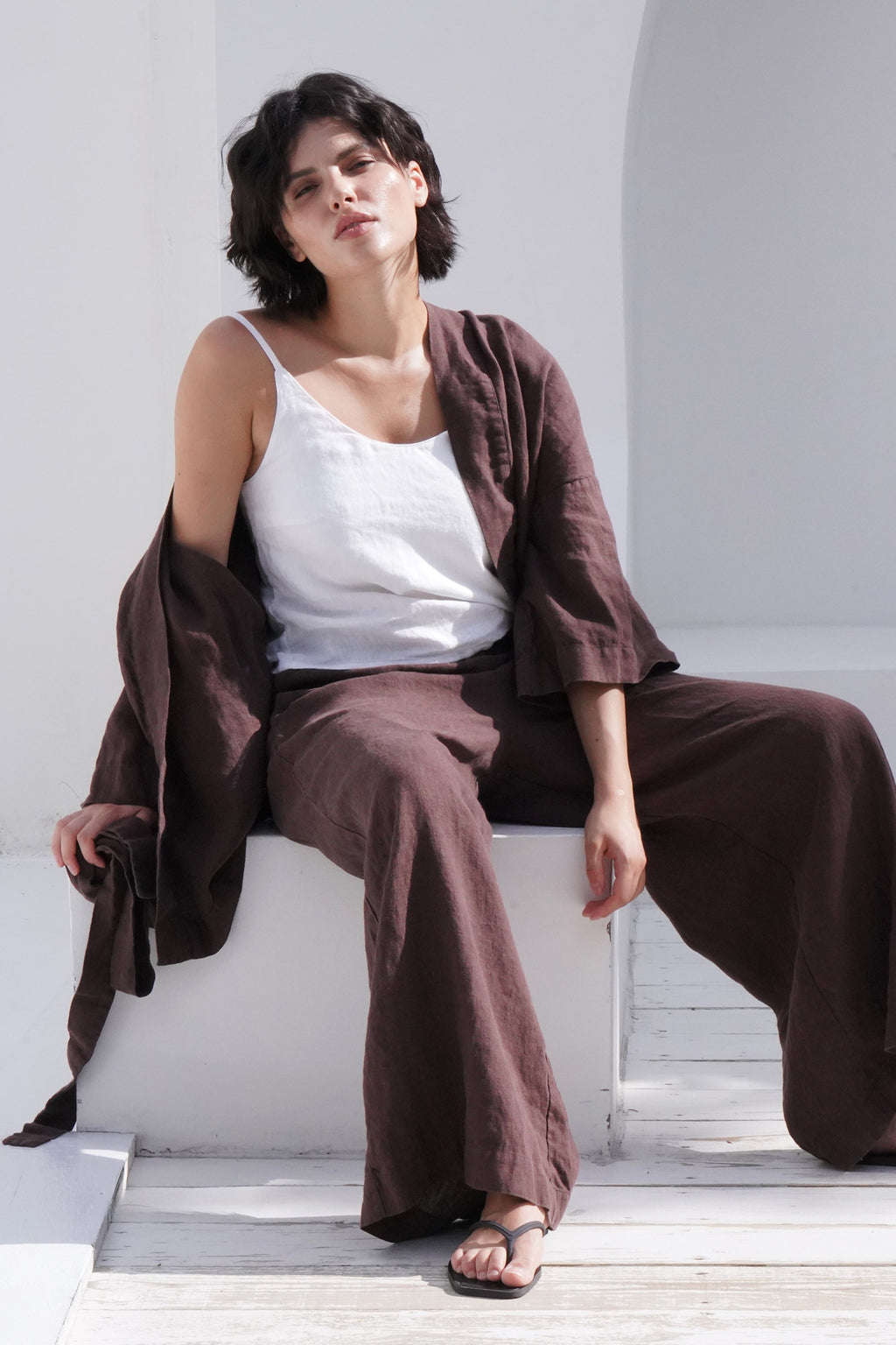 s Linen Camisole Top Camellia in White for Women - gallery