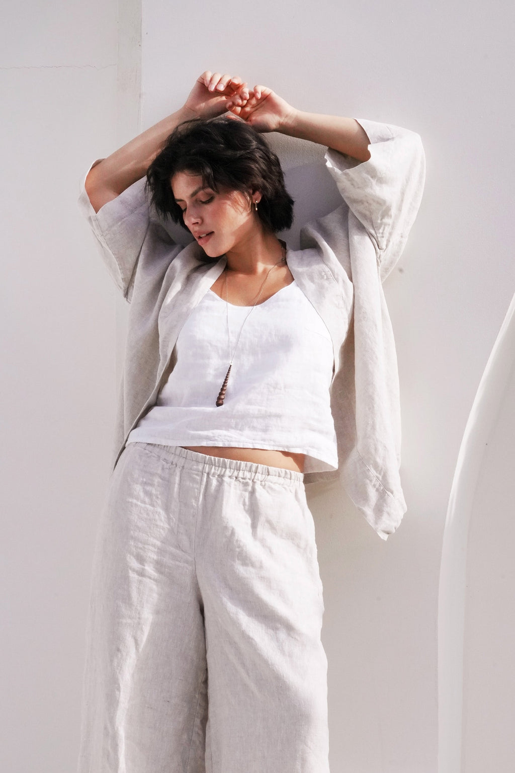 s Linen Camisole Top Camellia in White for Women - gallery