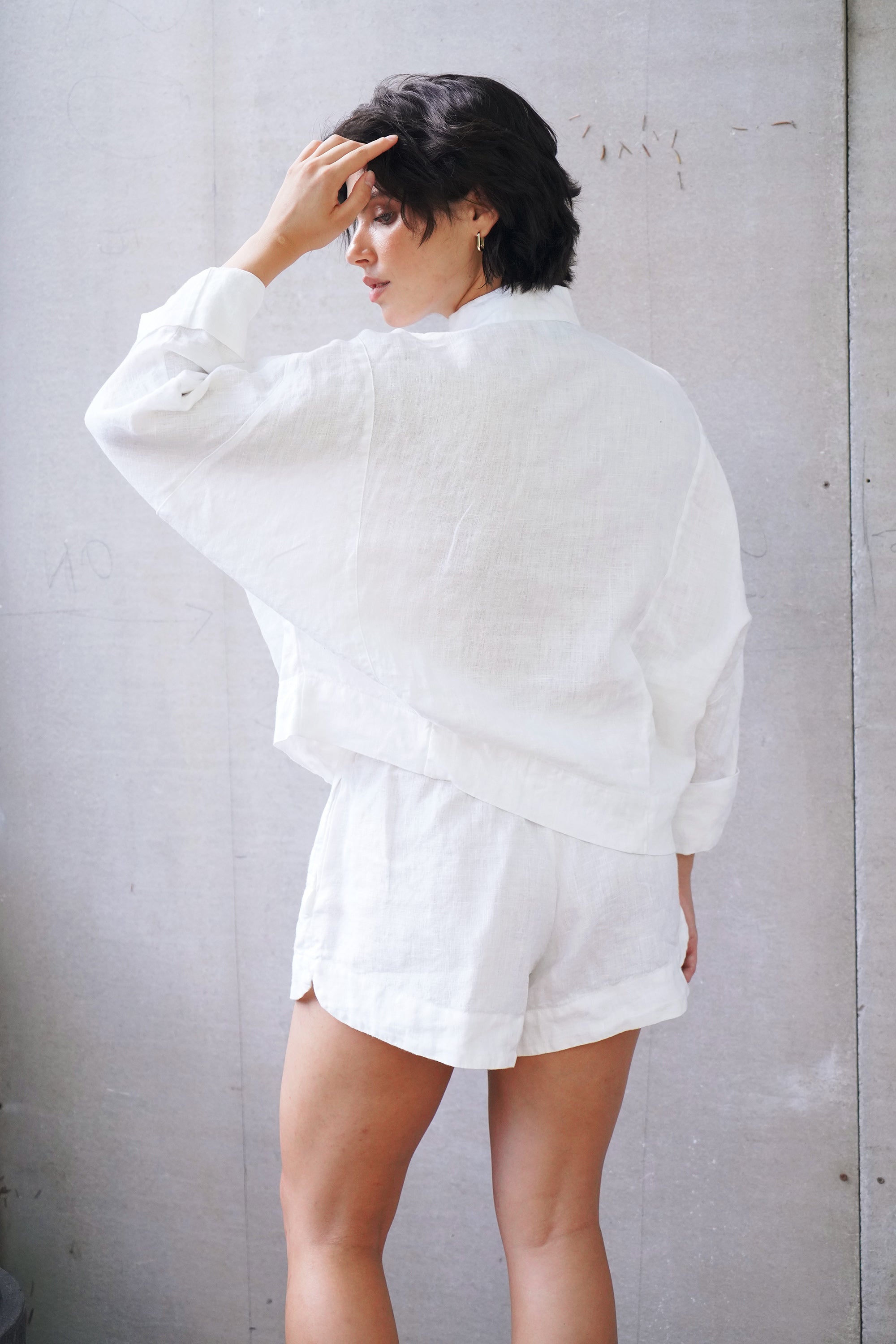s Linen Zip Pullover Top Tulip in White for Women - gallery