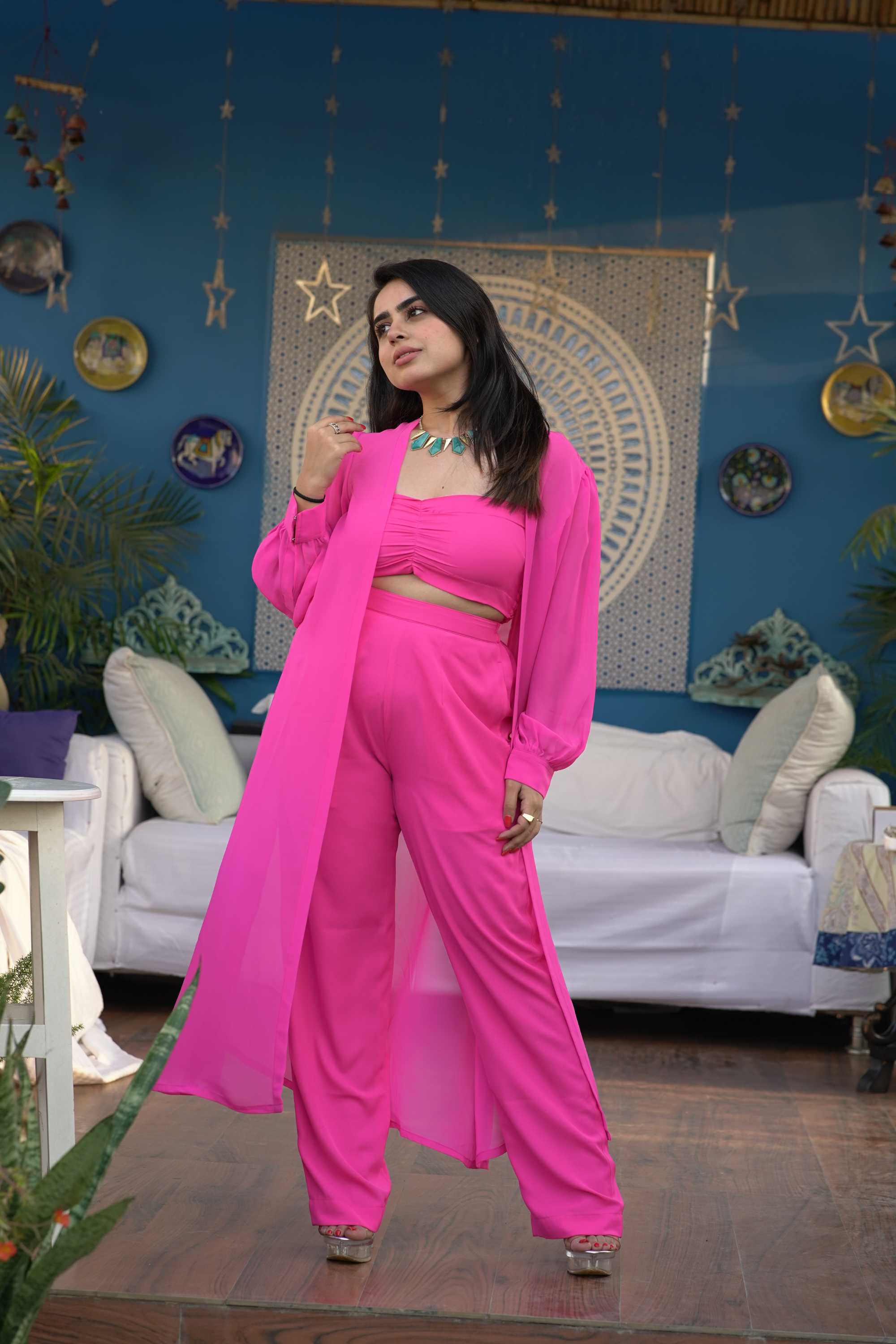 Hot Pink Classic Co-Ord Set for Women
