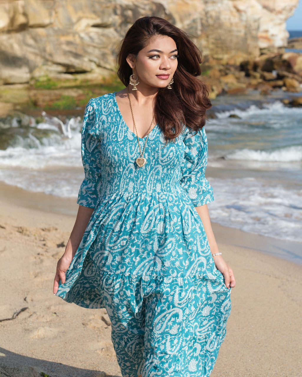 Kaaya Hand-Printed Cotton Maxi Dress for Women - gallery