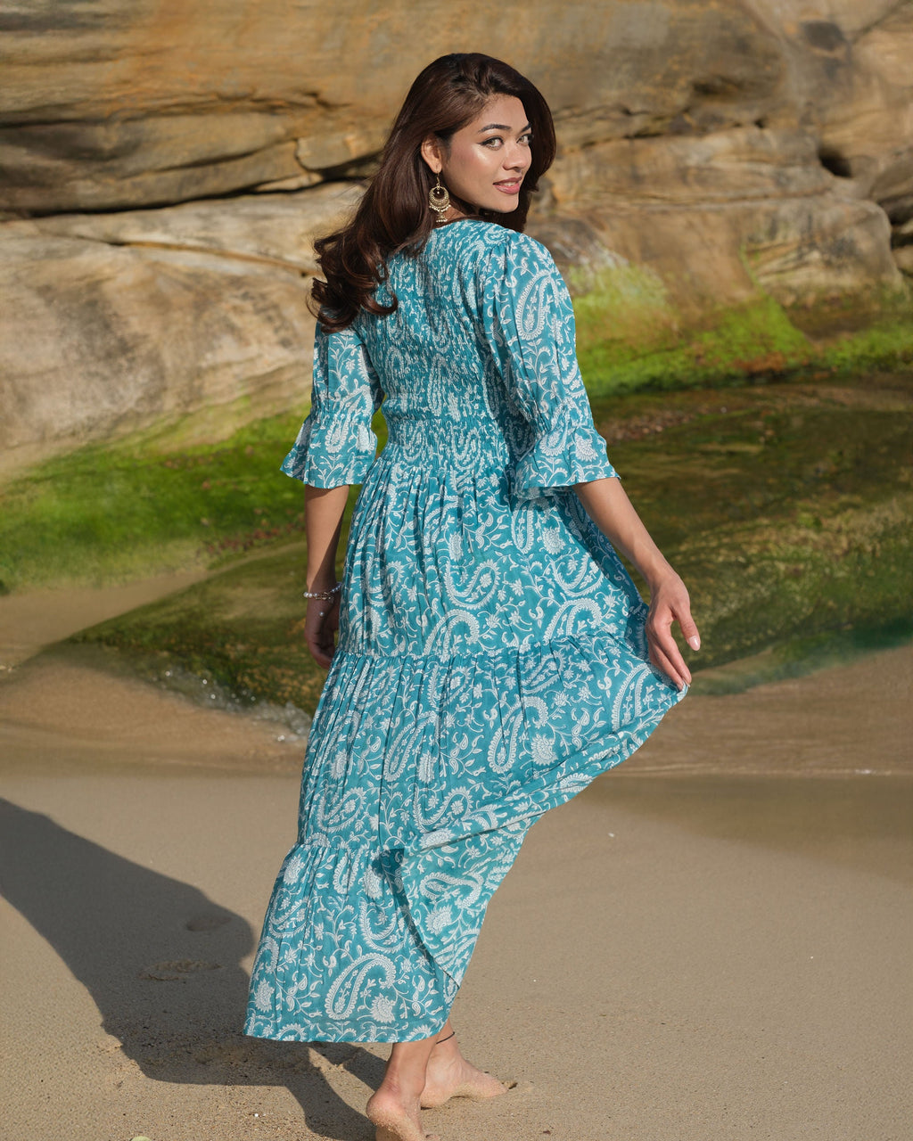 Kaaya Hand-Printed Cotton Maxi Dress for Women - gallery