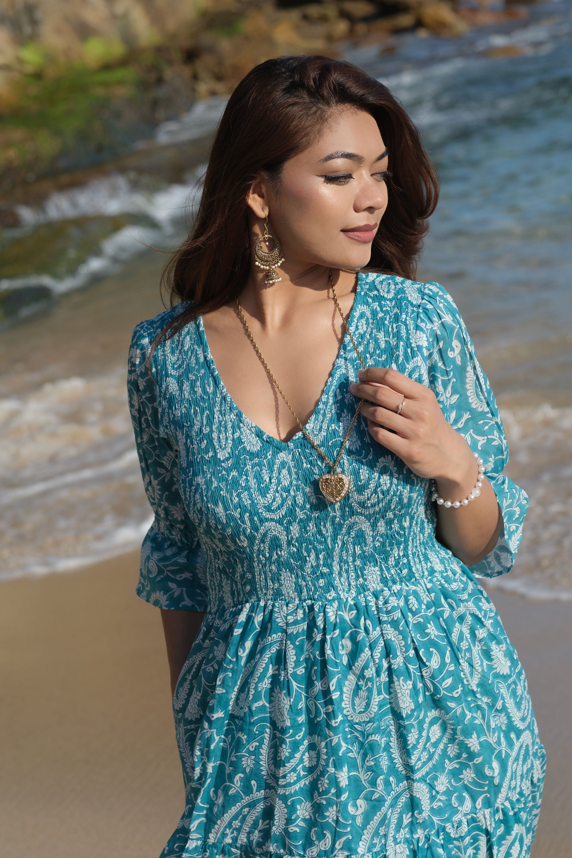 Kaaya Hand-Printed Cotton Maxi Dress for Women - gallery