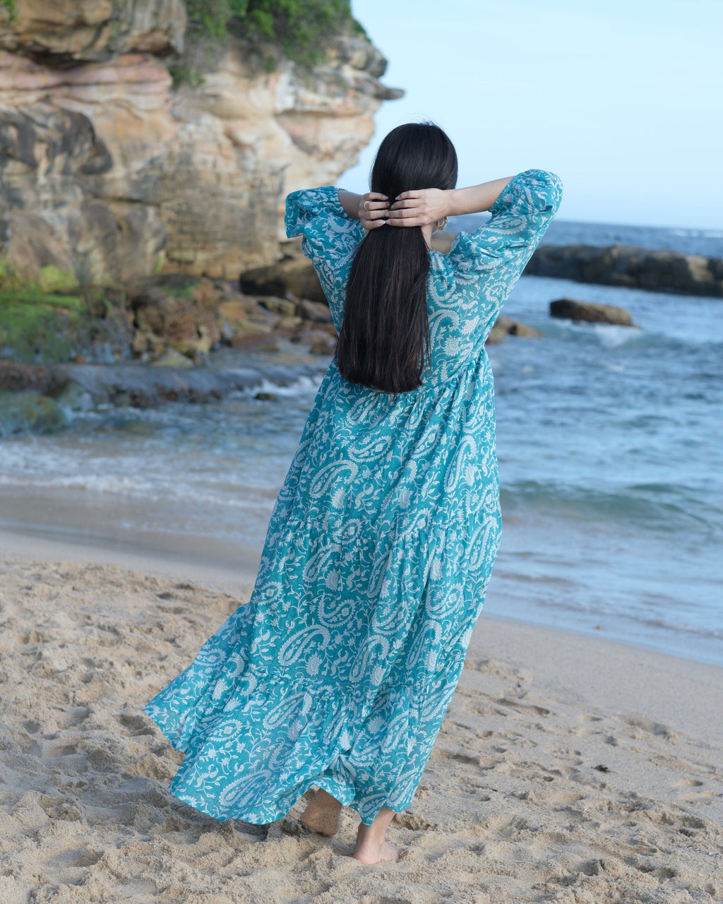 Neera Hand-Block Printed Cotton Maxi Dress for Women - gallery