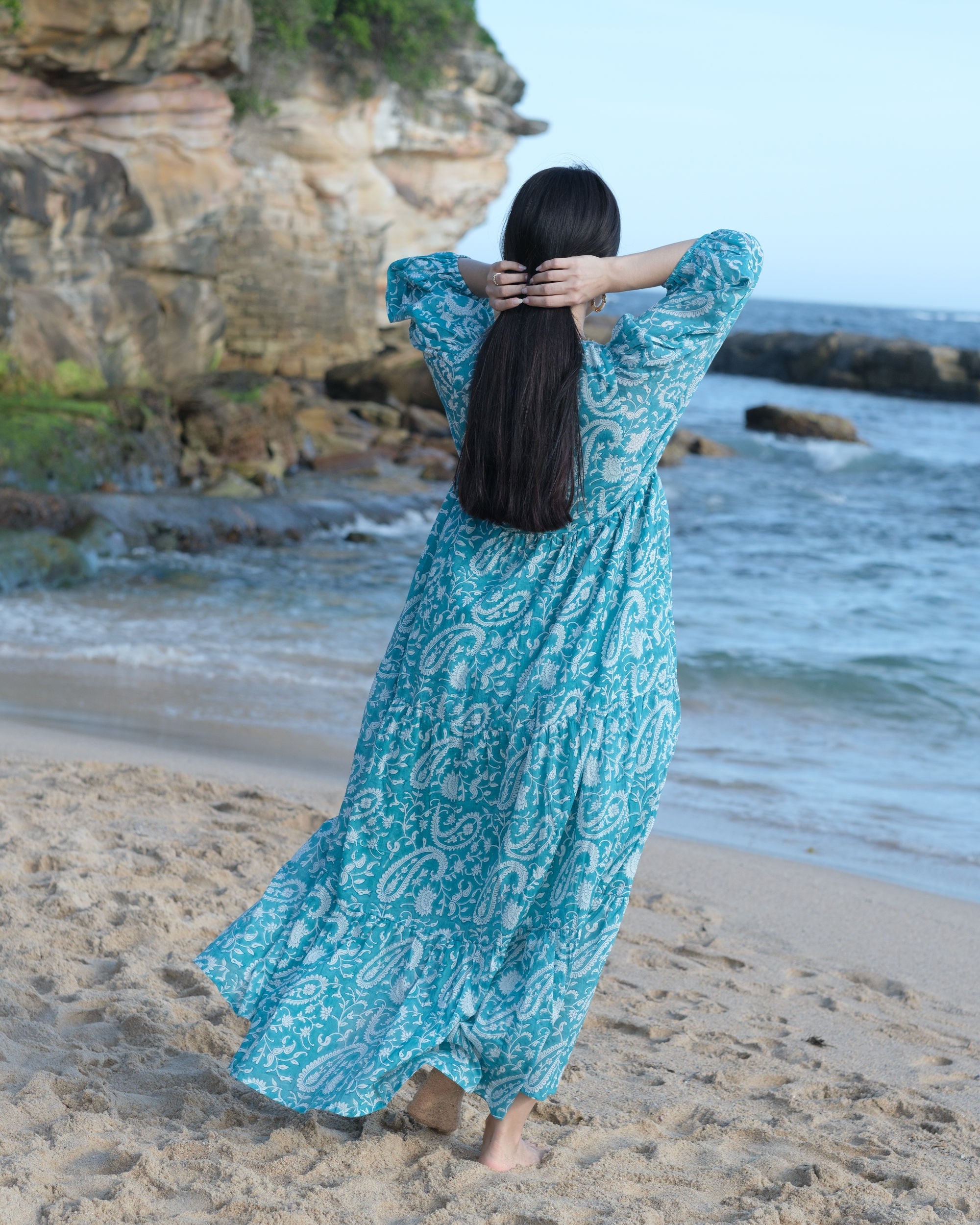 Neera Hand-Block Printed Cotton Maxi Dress for Women - gallery