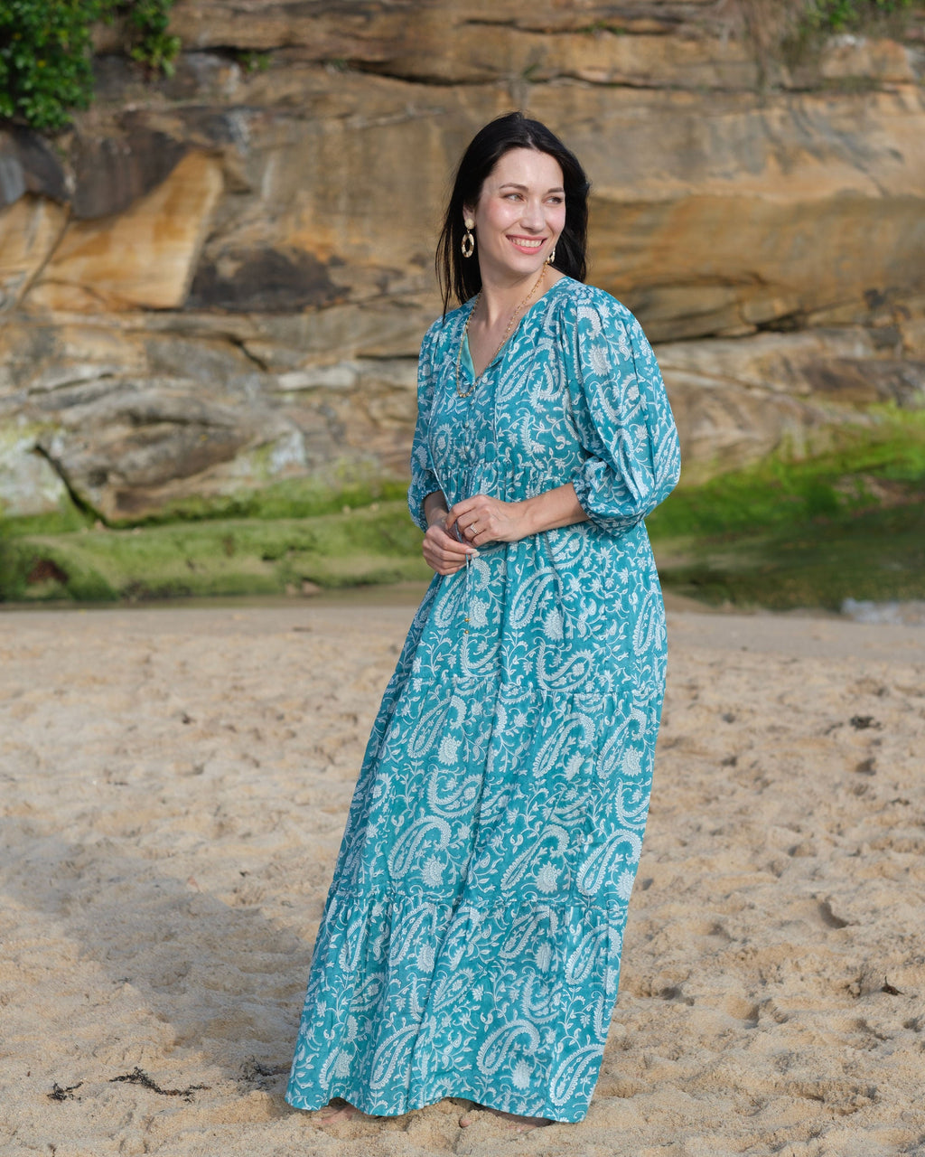 Neera Hand-Block Printed Cotton Maxi Dress for Women - gallery