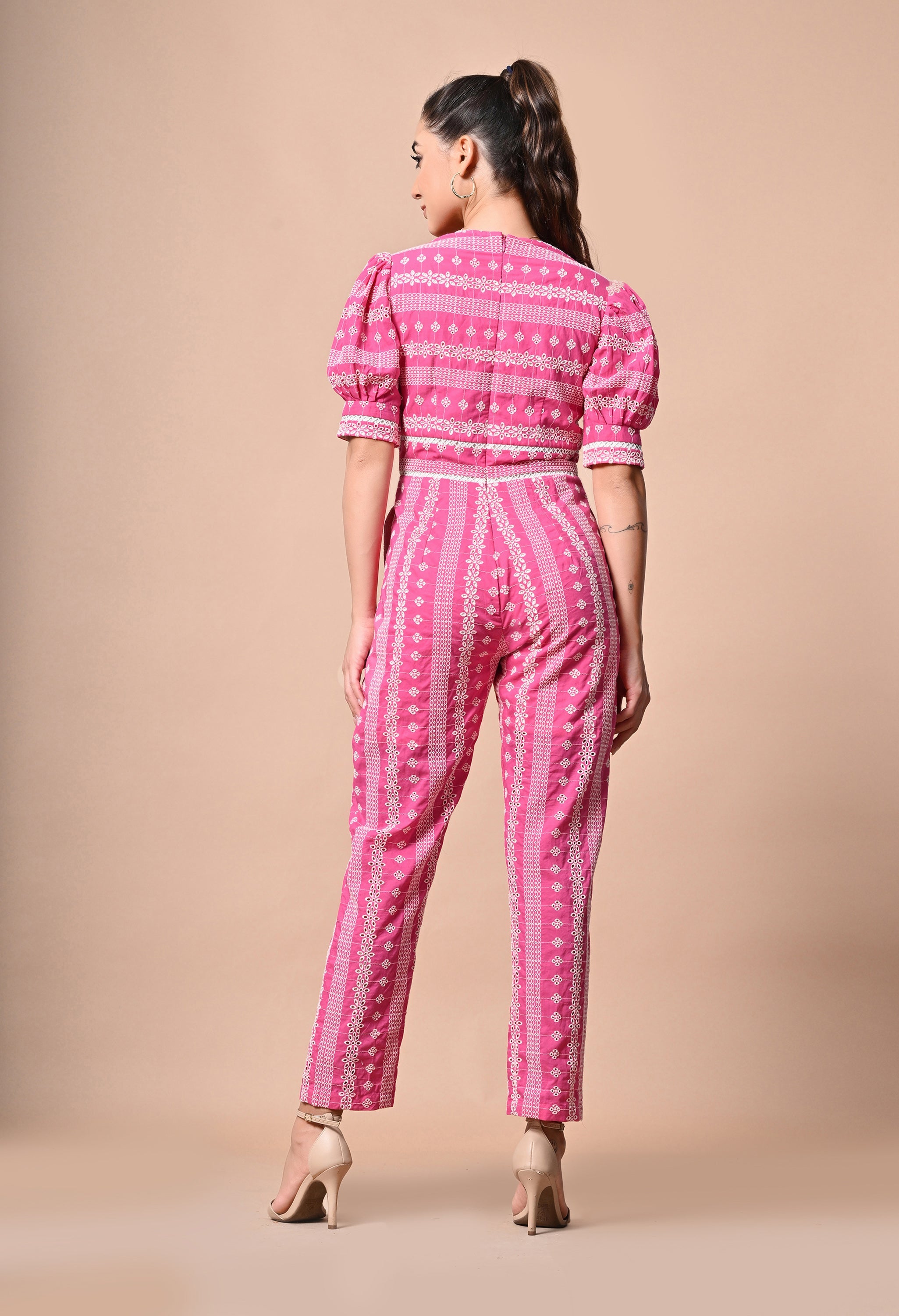 Swarn Schiffli Cotton Embroidered Jumpsuit for Women - gallery