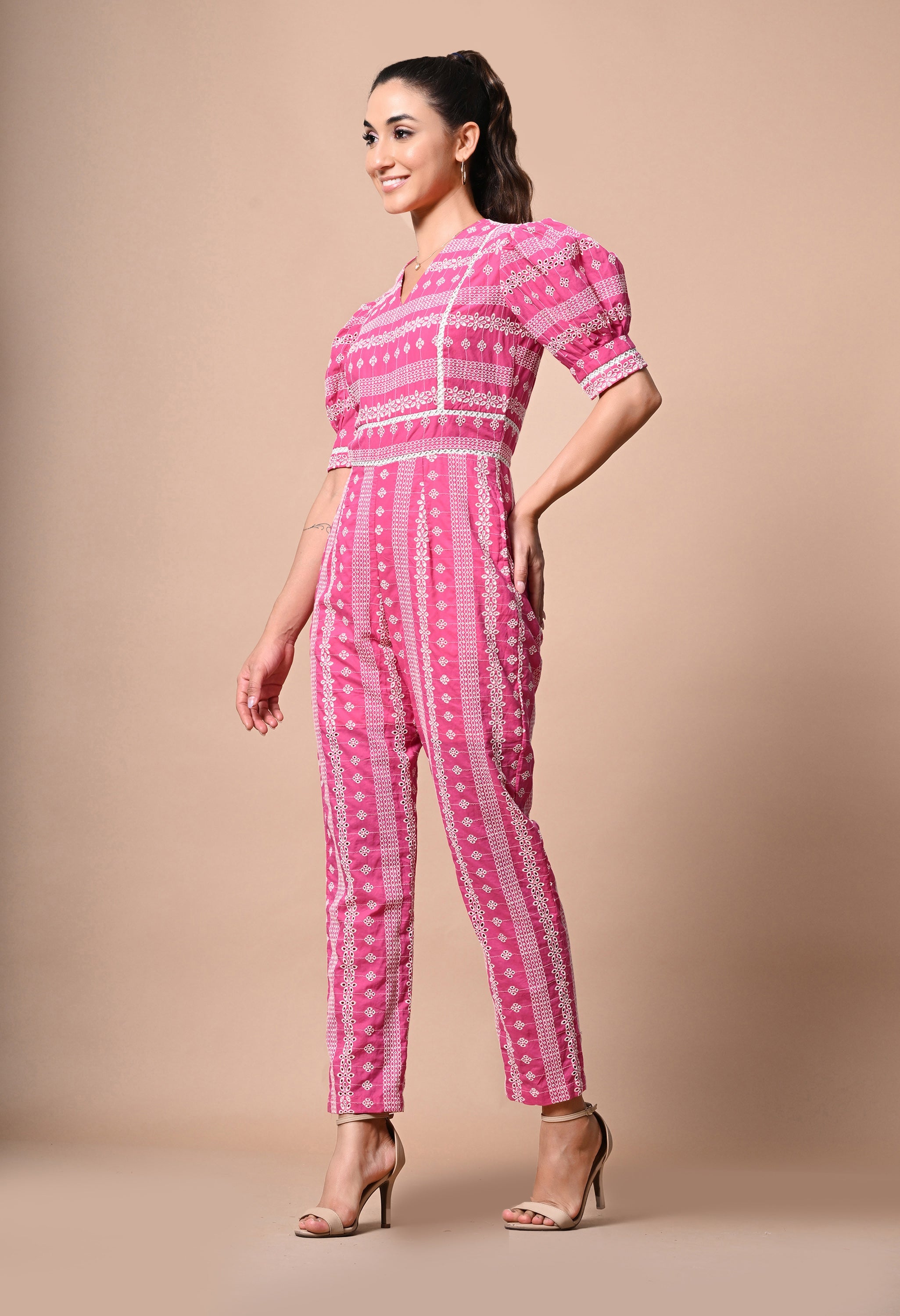 Swarn Schiffli Cotton Embroidered Jumpsuit for Women - gallery